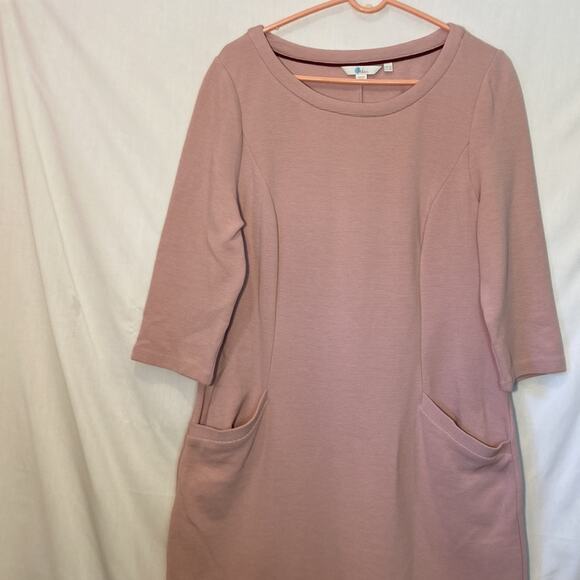 Boden Light Pastel Pink Ribbed Long Sleeve Dress Size 12 - Picture 2 of 10